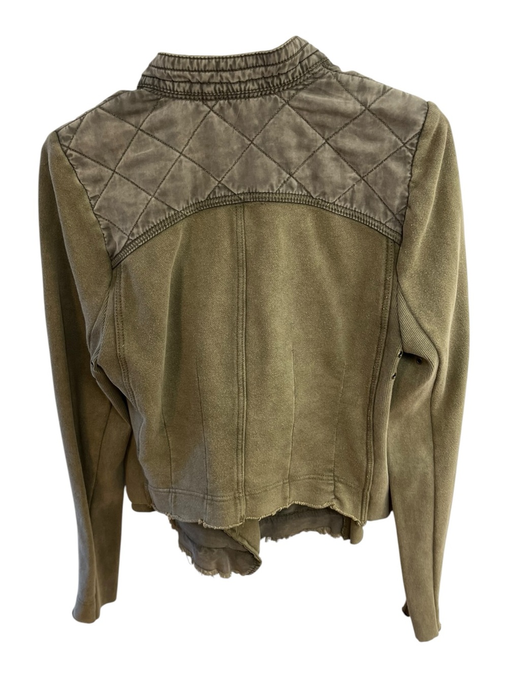 Free People Womens Size Medium Shrunken Moto Jacket Olive Moss Green - Picture 2 of 8